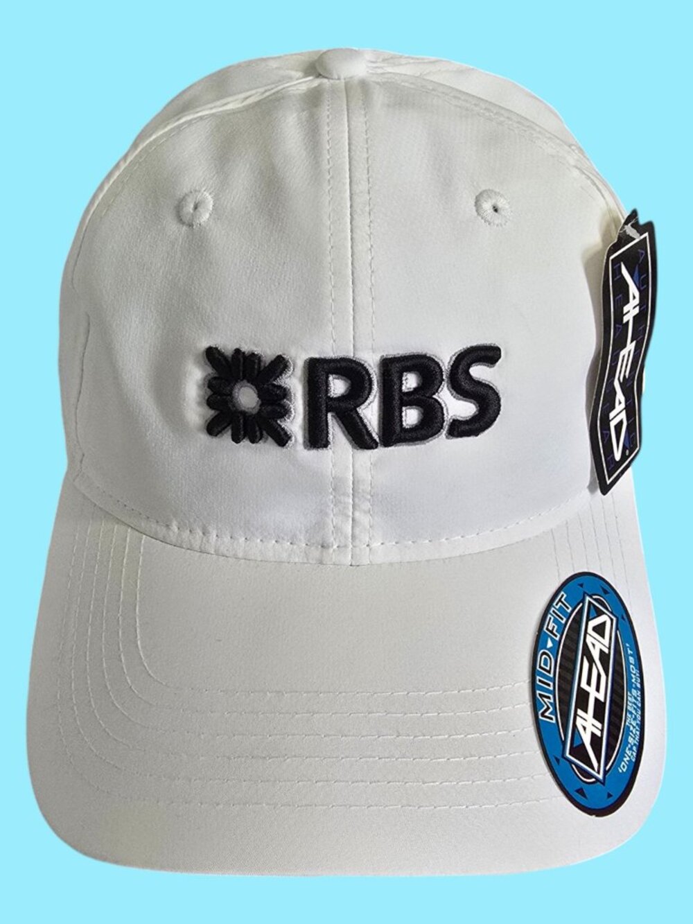NWT! RBS Royal Bank of Scotland Adjustable Baseball Cap White & Black by Ahead